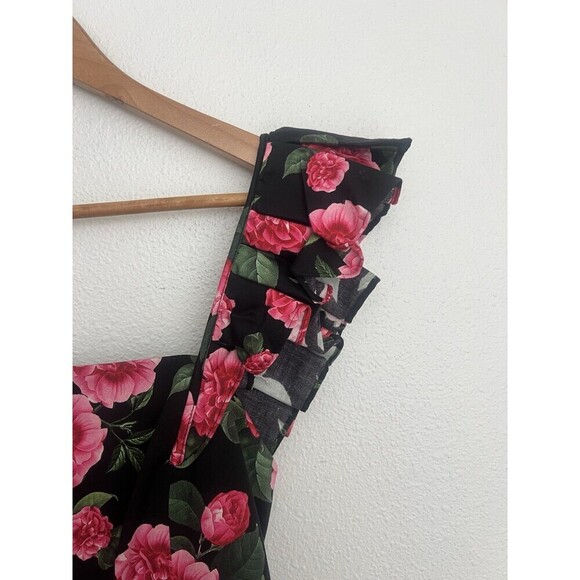 Alice + Olivia Ginny Godet Mini Dress Square Neck Ruffle Sleeves Floral Romantic - Picture 9 of 14